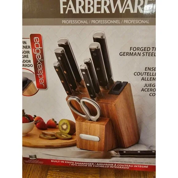 Farberware 10 piece knife set built in sharpener